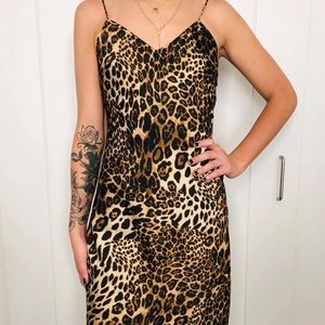 Leopard Silk Maxi Dress